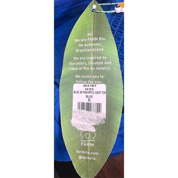 Farm Rio Blue 3D Pineapple Crop Top NWT Size Small - Picture 9 of 12